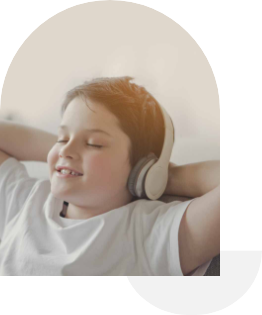 Child relaxing with headphones